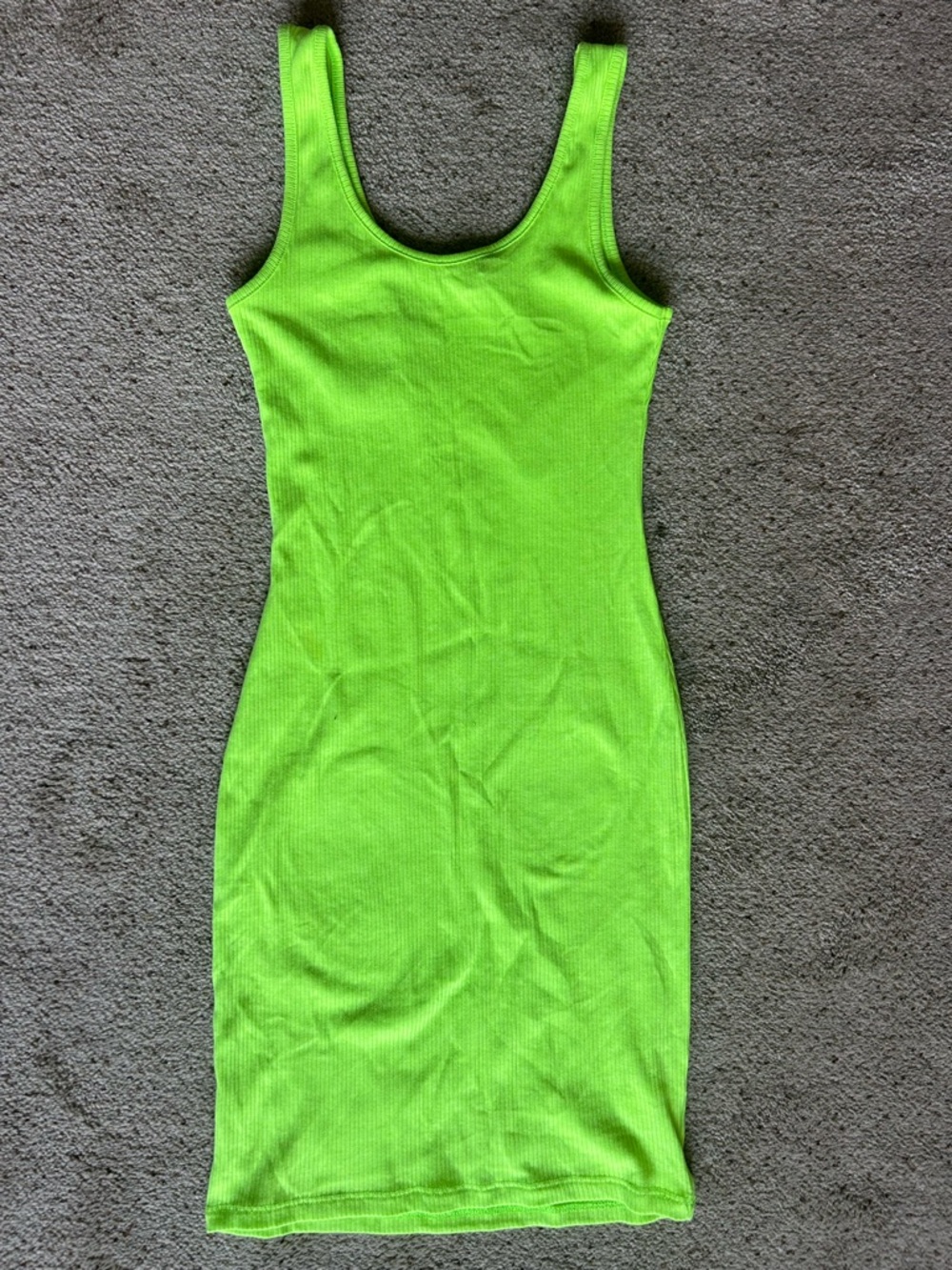 Neon Green Ribbed Tank Dress